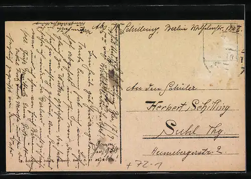 AK Berlin, Hochbahn über der Spree, mit Frachtschiff