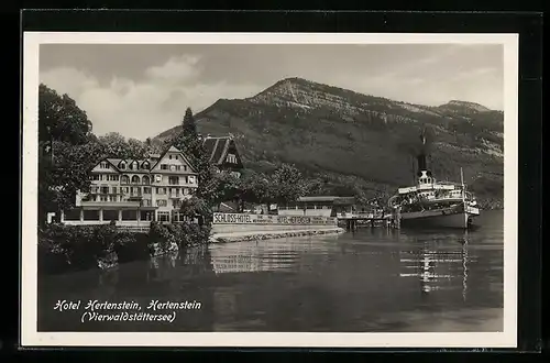 AK Hertenstein, das Hotel Hertenstein am Ufer des Vierwaldstättersee