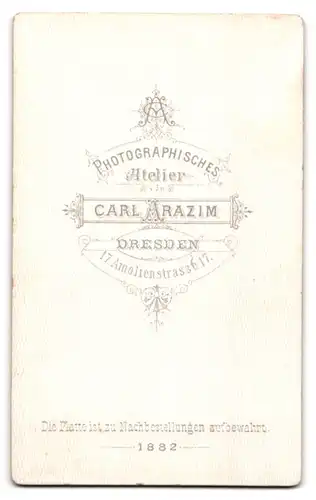 Fotografie Carl Arazim, Dresden, Amalienstrasse 17, Herr mit Schnauzbart im Anzug