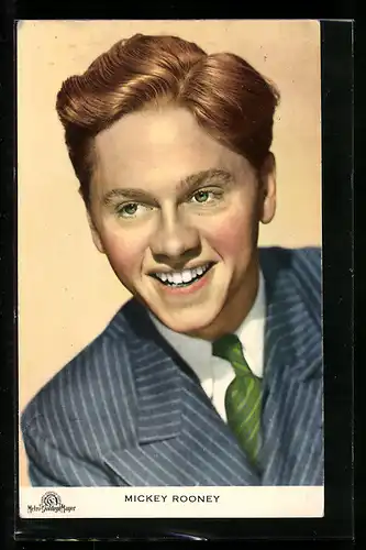 AK Schauspieler Mickey Rooney mit grünem Schlips