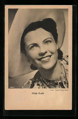 AK Schauspielerin Hilde Krahl mit Sonnenhut