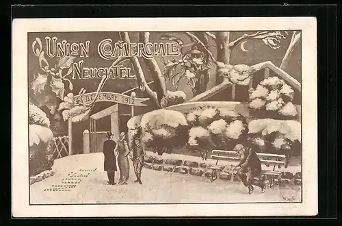 Künstler-AK Neuchatel, Union Commerciale 1912