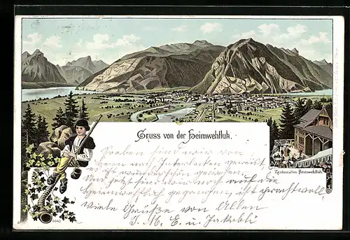 Lithographie Heimwehfluh, Restaurant Heimwehfluh und Panorama