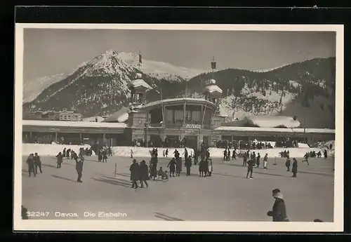 AK Davos, Schlittschuhläufer auf der Eisbahn