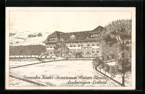 Künstler-AK Leubringen-Evilard, Bernisches Kinder-Sanatorium Maison Blanche