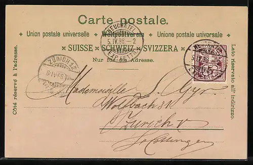 Lithographie Neuchatel, Place du Marche, Statue David de Pury, Vue Generale