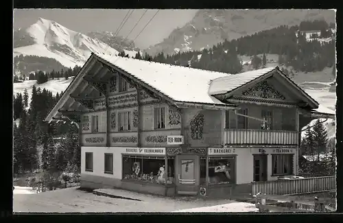 AK Adelboden-Oey, Bäckerei-Tea Room-Kolonialwaren