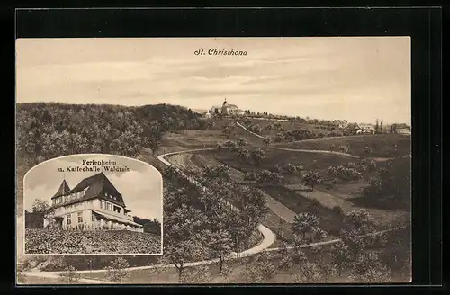 AK St. Chrischona, Blick zum Ferienheim u. Kaffeehalle Waldrain