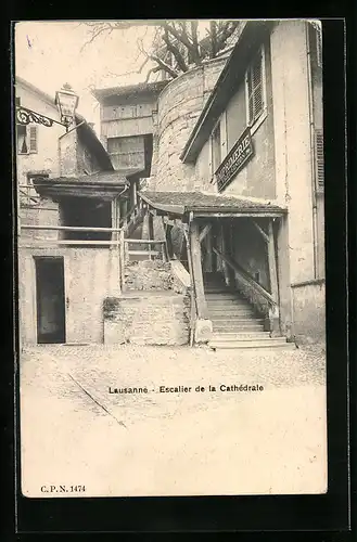 AK Lausanne, Escalier de la Cathédrale