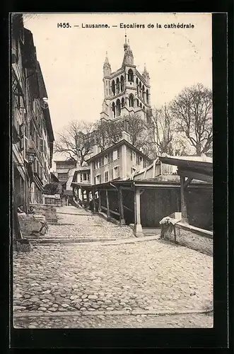 AK Lausanne, Escaliers de la cathédrale