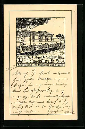 Künstler-AK Lenzburg, Malaga-Kellereien AG von Alfred Zweifel