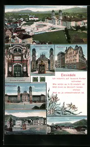 AK Einsiedeln, Stiftskirche, Gnadenkapelle, Rathaus