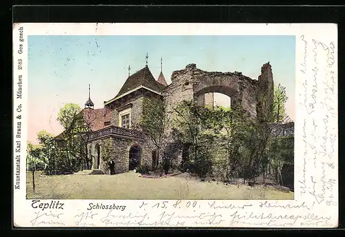 AK Teplitz, Ruine auf dem Schlossberg