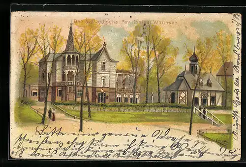 Lithographie Berlin-Wannsee, Schwedischer Pavillon