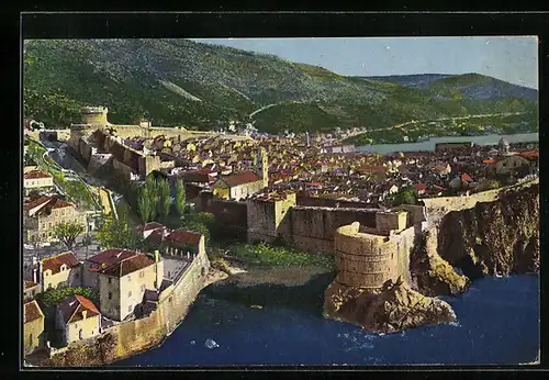 AK Dubrovnik, Ortsansicht aus der Vogelschau