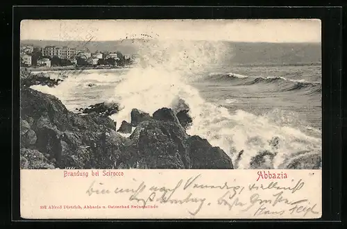 AK Abbazia, Brandung bei Scirocco