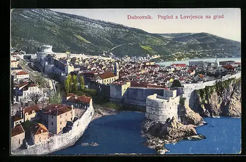 AK Dubrovnik-Ragusa, Totalansicht aus der Vogelschau