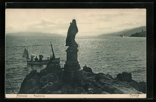 AK Abbazia, Statue Maria am Meer