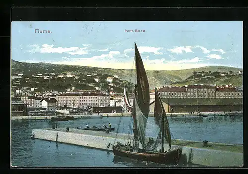 AK Fiume, Porto Baross, Blick auf einen Hafen