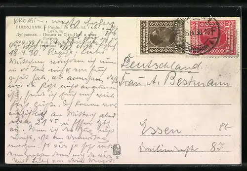 AK Dubrovnik / Ragusa, Vue prise du Nord-Est et île Lacroma