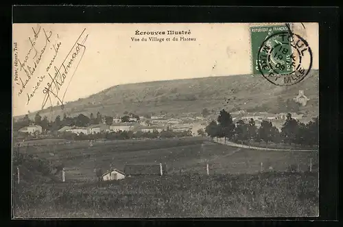 AK Écrouves, Vue du Village et du Plateau