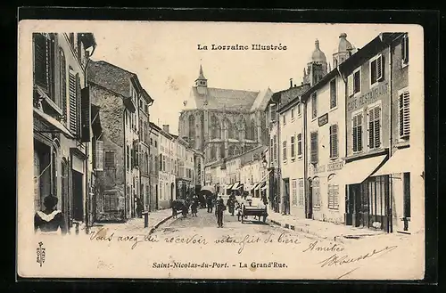 AK Saint-Nicolas-du-Port, La Grand`Rue, Strassenpartie