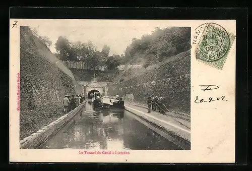 AK Liverdun, Le Tunnel du Canal, Treidelpferde im Canal