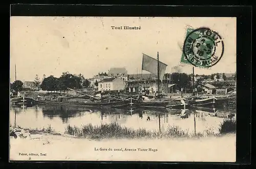 AK Toul, La Gare du canal, Avenue Victor Hugo