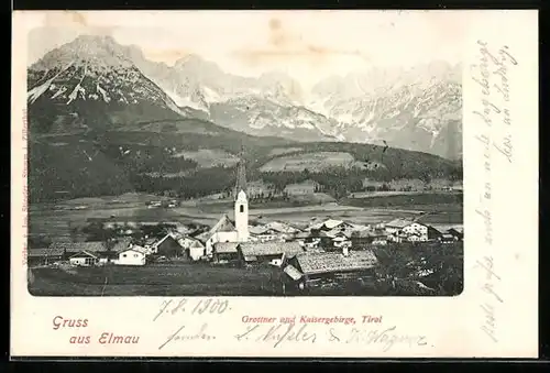 AK Ellmau, Ortsansicht, Grottner u. Kaisergebirge