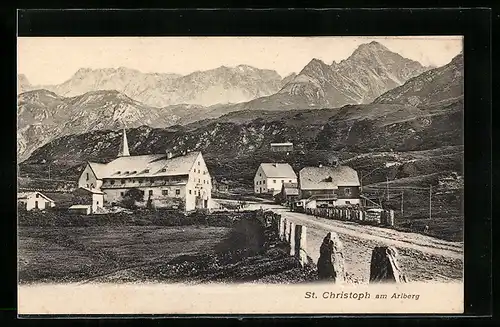 AK St. Christoph am Arlberg, Teilansicht vom Ortseingang aus