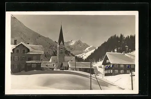 AK Mittelberg, Ortsansicht mit Kirche