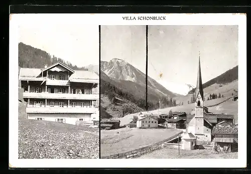 AK Lanersbach /Zillertal, Pension Villa Schönblick, Ortspartie mit Kirche