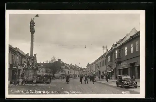 AK Eisenstadt, Hauptstrasse mit Dreifaltigkeitssäule