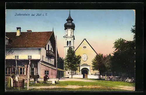 AK Judenstein, Teilansicht mit Kirche