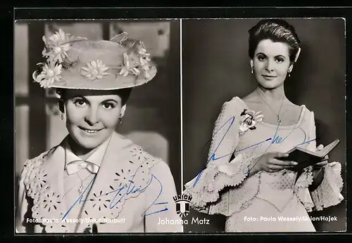 AK Schauspielerin Johanna Matz, mit original Autograph