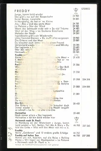 AK Musiker Freddy mit Autograph