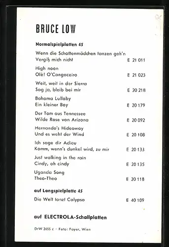 AK Musiker Bruce Low mit Autograph