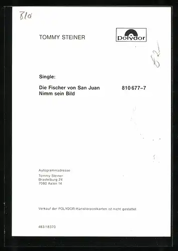 AK Musiker Tommy Steiner im gelben Anzug, Autograph