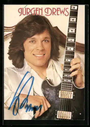 AK Musiker Jürgen Drews mit Gitarre, Autograph