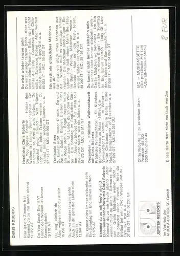 AK Musiker Chris Roberts mit Halstuch, Autograph