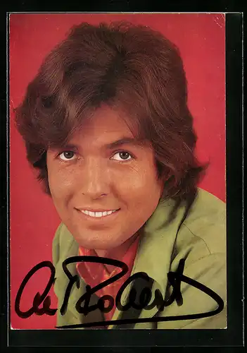 AK Musiker Chris Roberts im grünen Jackett, Autograph