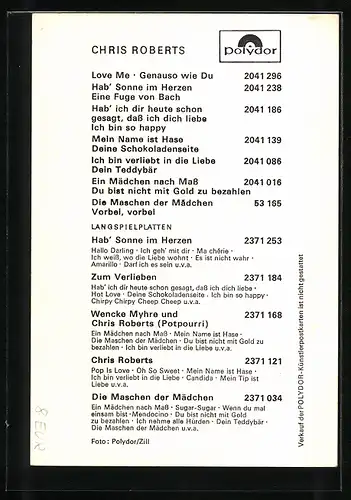 AK Musiker Chris Roberts im grünen Jackett, Autograph