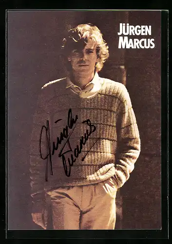 AK Musiker Jürgen Marcus im Strickpullover, Autograph