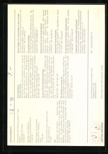 AK Musiker Chris Roberts, Autograph