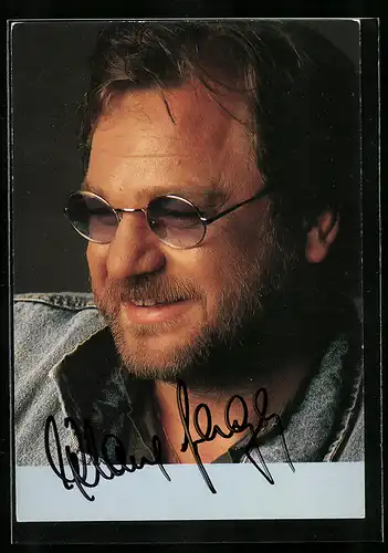 AK Musiker Klaus Lage in Jeansjacke, Autograph