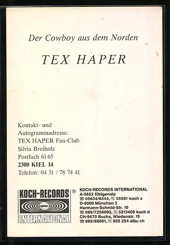 AK Musiker Tex Haper mit Gitarre, Autograph
