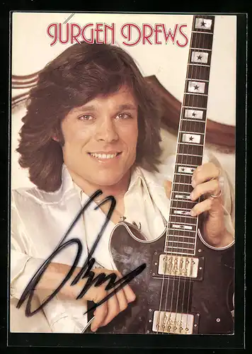 AK Musiker Jürgen Drews mit Gitarre, Autograph