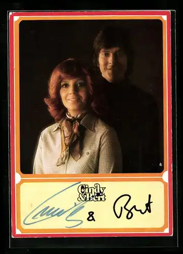 AK Musiker Cindy & Bert lächeln charmant in die Kamera, Autograph