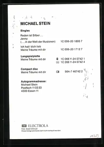 AK Musiker Michael Stein in Jeanskleidern, Autograph