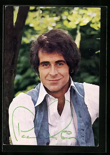 AK Musiker Peter Rubin in Weste porträtiert, Autograph